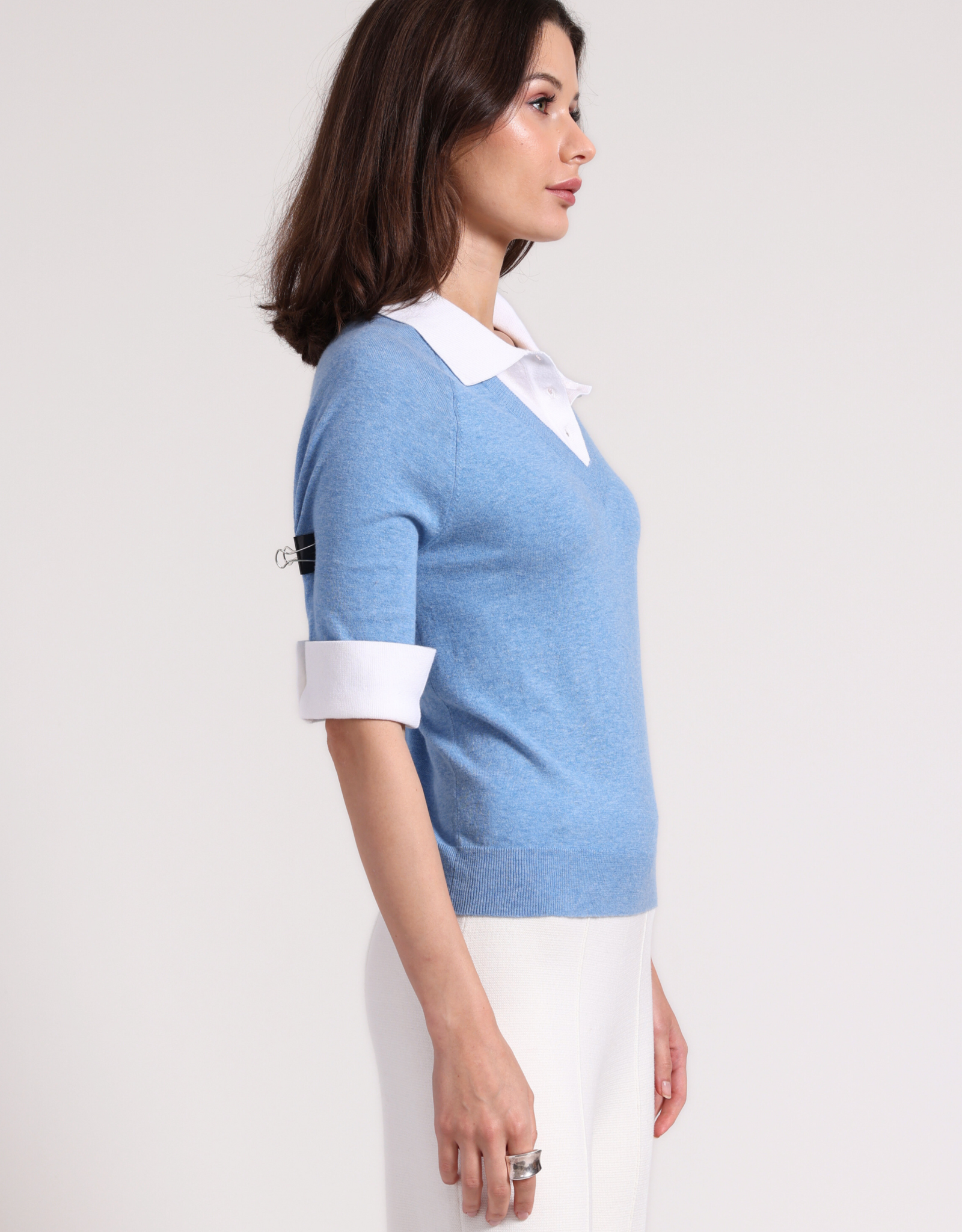 MINNIE ROSE S/S Collared Top