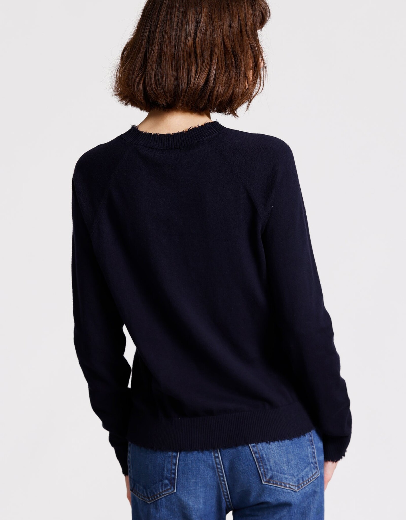 MINNIE ROSE Ctn Cash Frayed Edge Crew
