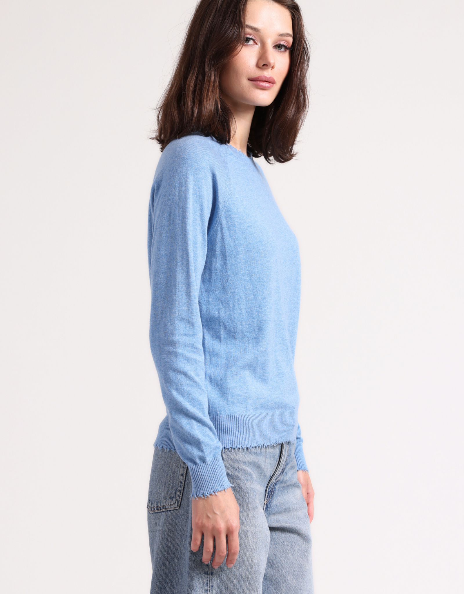 MINNIE ROSE Ctn Cash Frayed Edge Crew