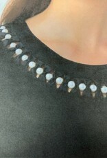 Leo & Ugo Cap Sleeve Top W/Pearls