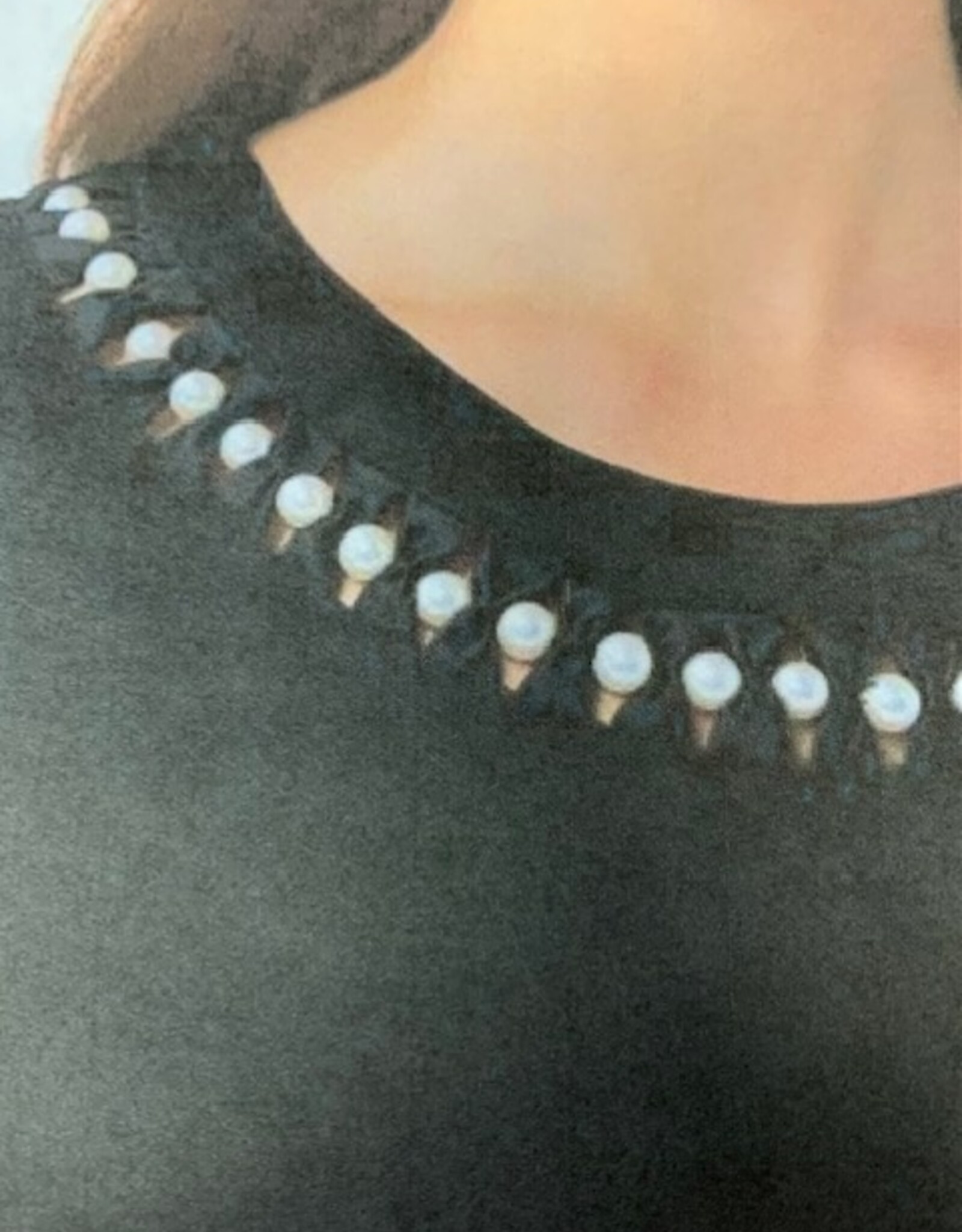 Leo & Ugo Cap Sleeve Top W/Pearls