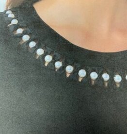 Leo & Ugo Cap Sleeve Top W/Pearls