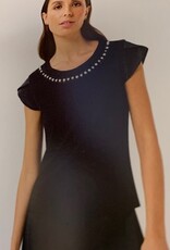 Leo & Ugo Cap Sleeve Top W/Pearls