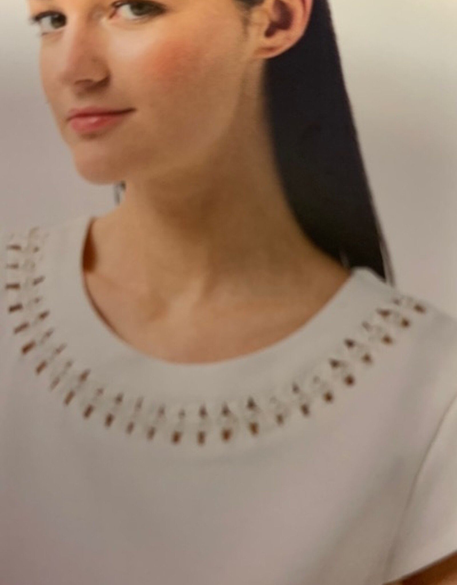 Leo & Ugo Cap Sleeve Top W/Pearls