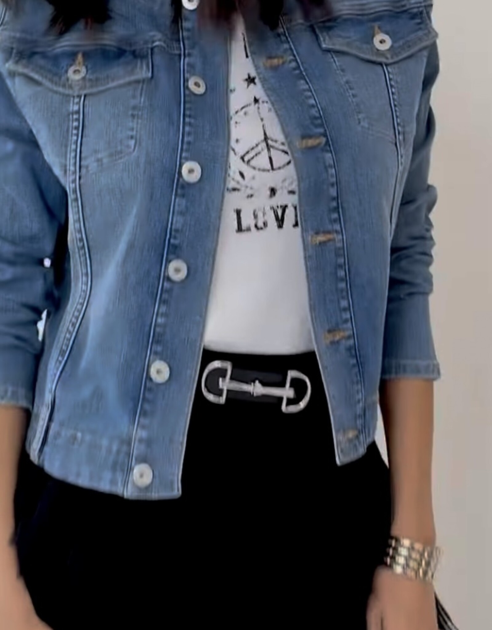 Elliott Lauren Collarless Jean Jacket