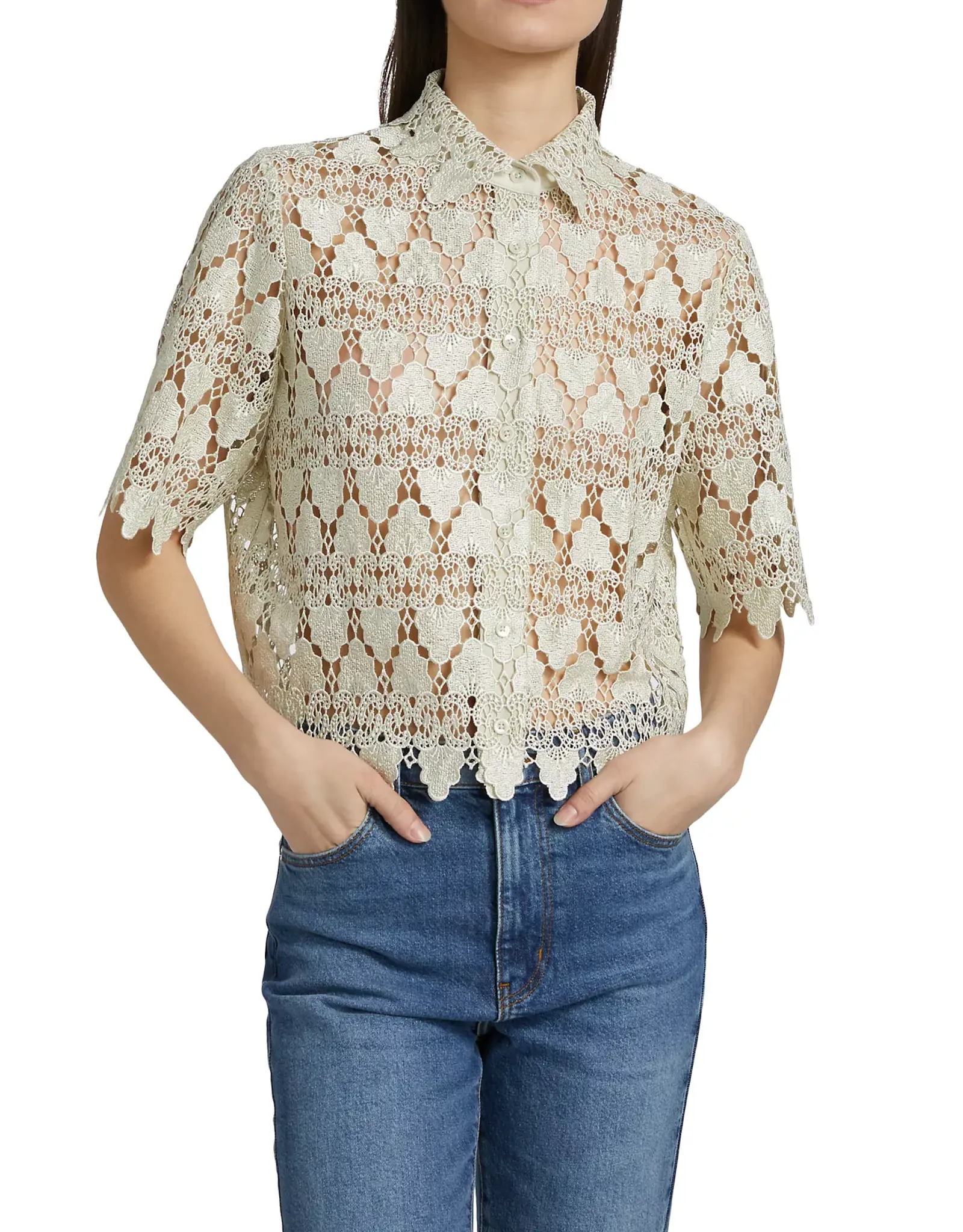 FRAME The Lace Button Up Shirt