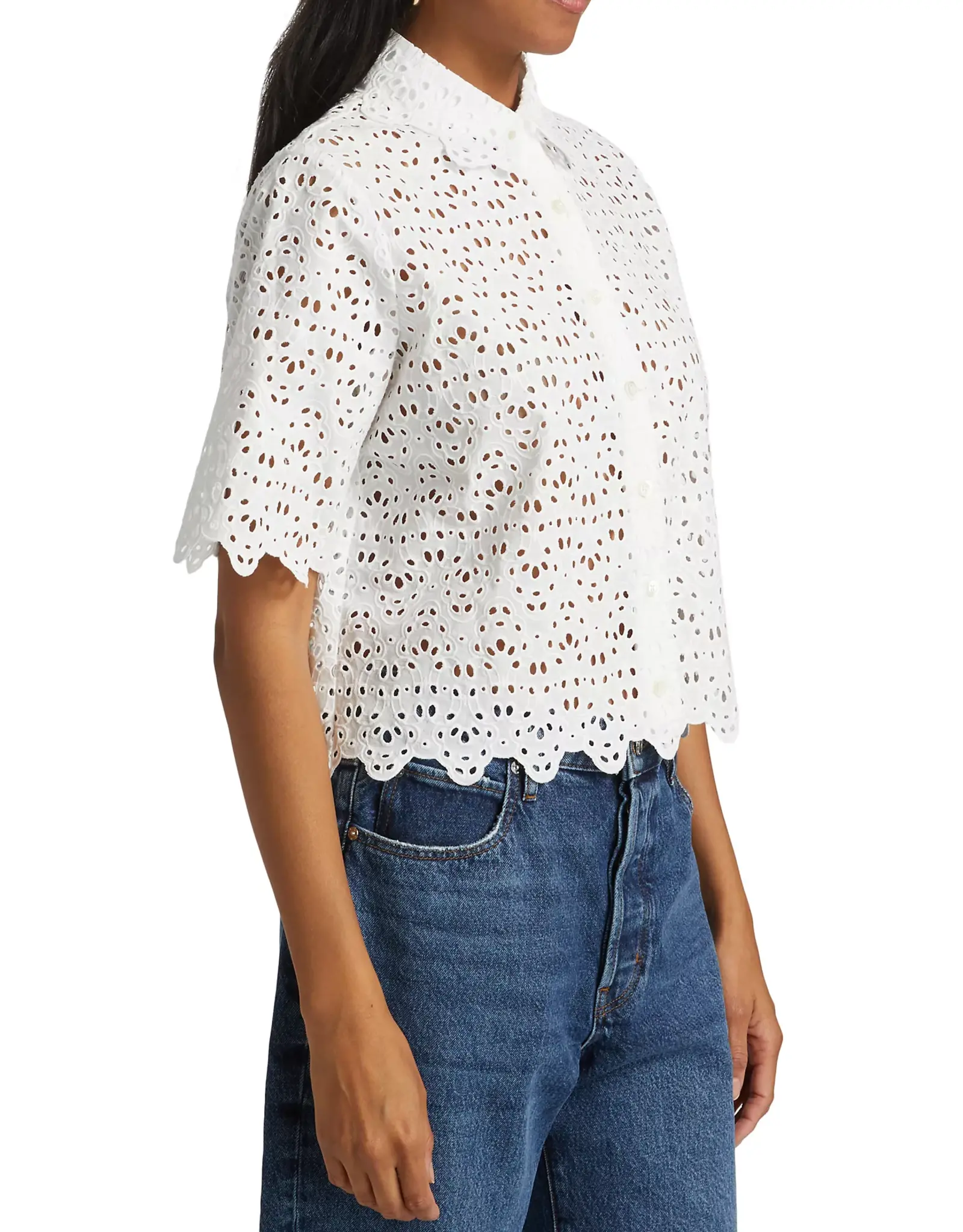FRAME The Deco Eyelet Top
