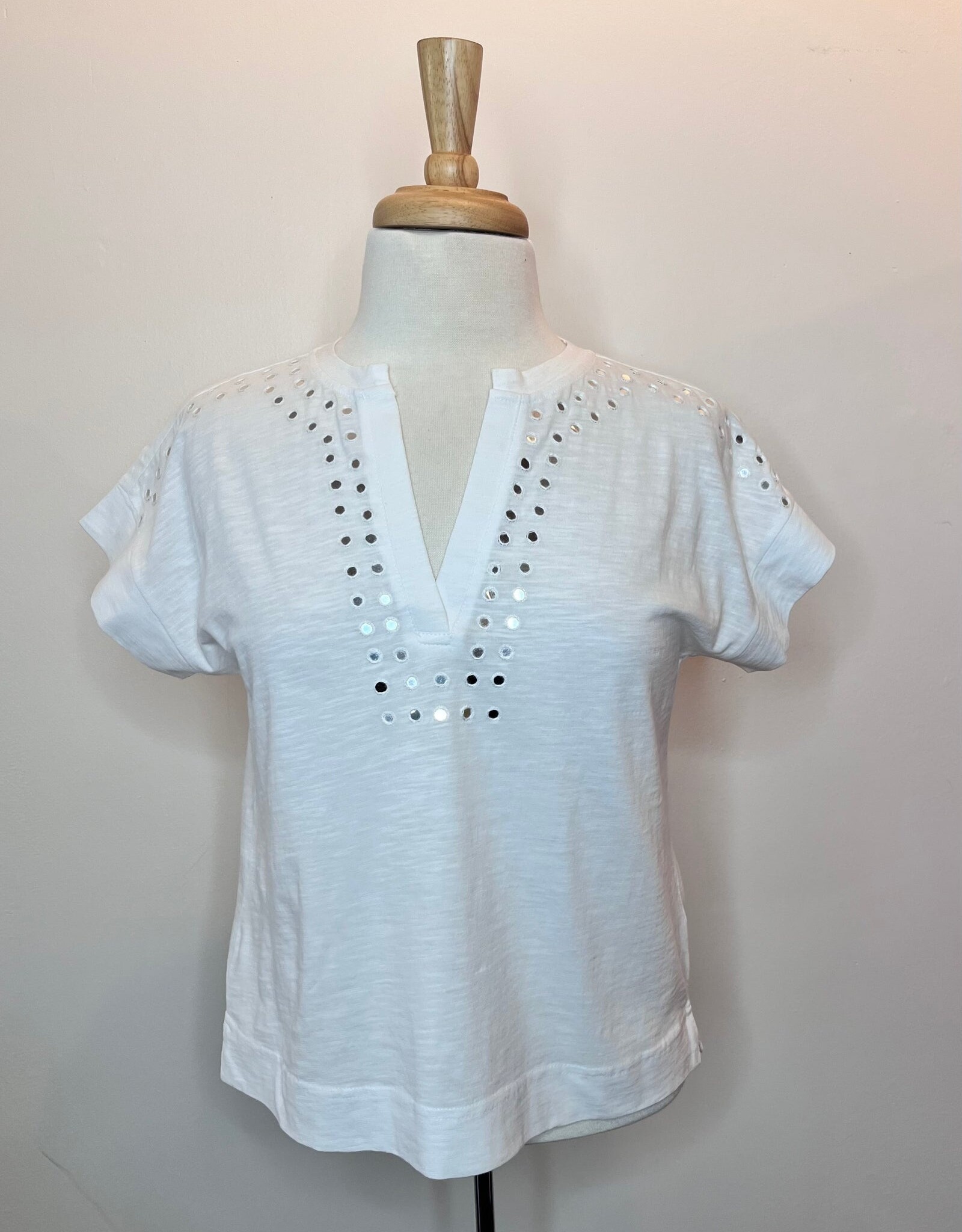 Elliott Lauren Vneck mirrored s/s top