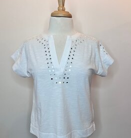 Elliott Lauren Vneck mirrored s/s top