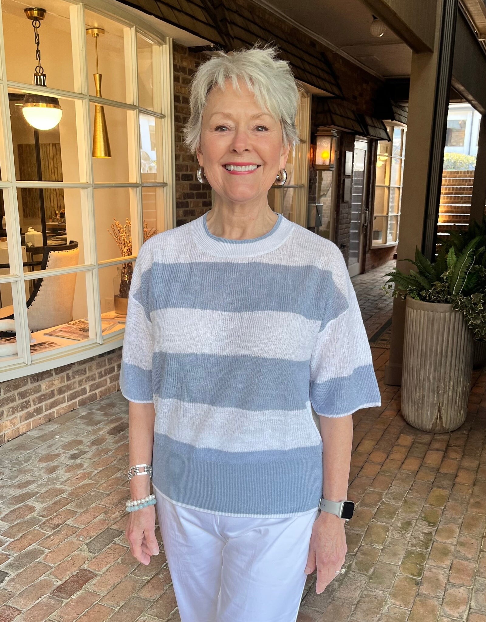 Elliott Lauren Bliss Elbow Sleeve Stripe Top