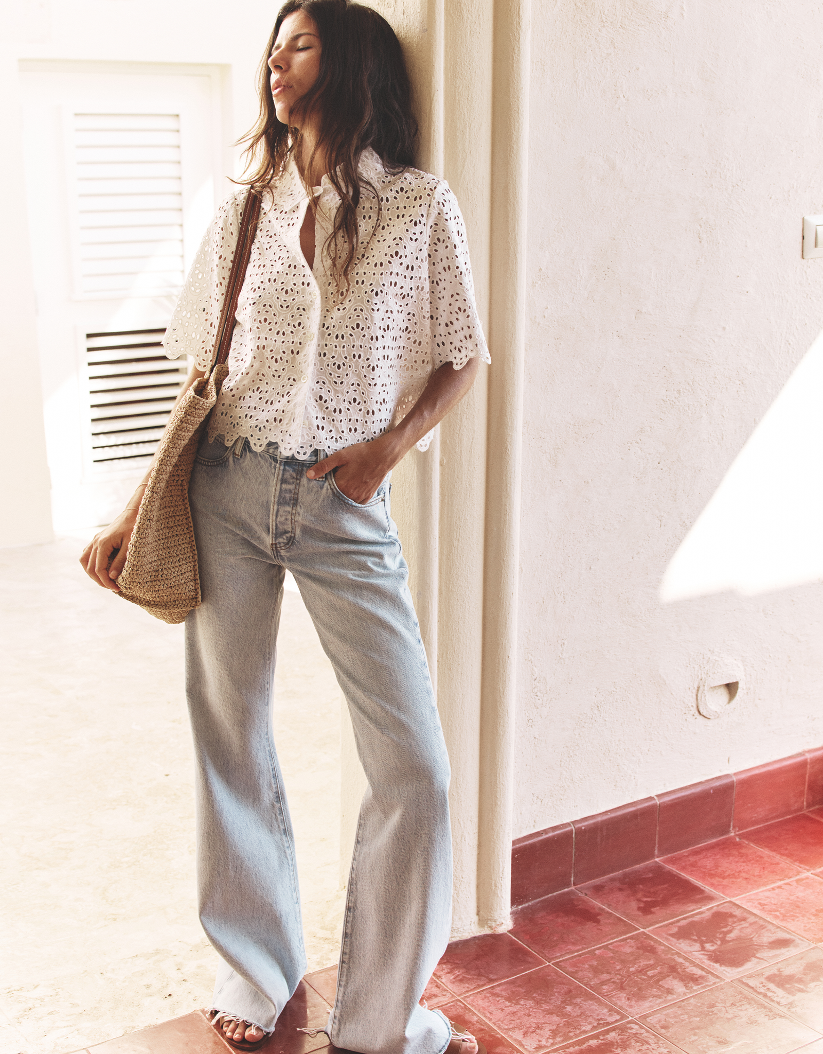 FRAME The Deco Eyelet Top