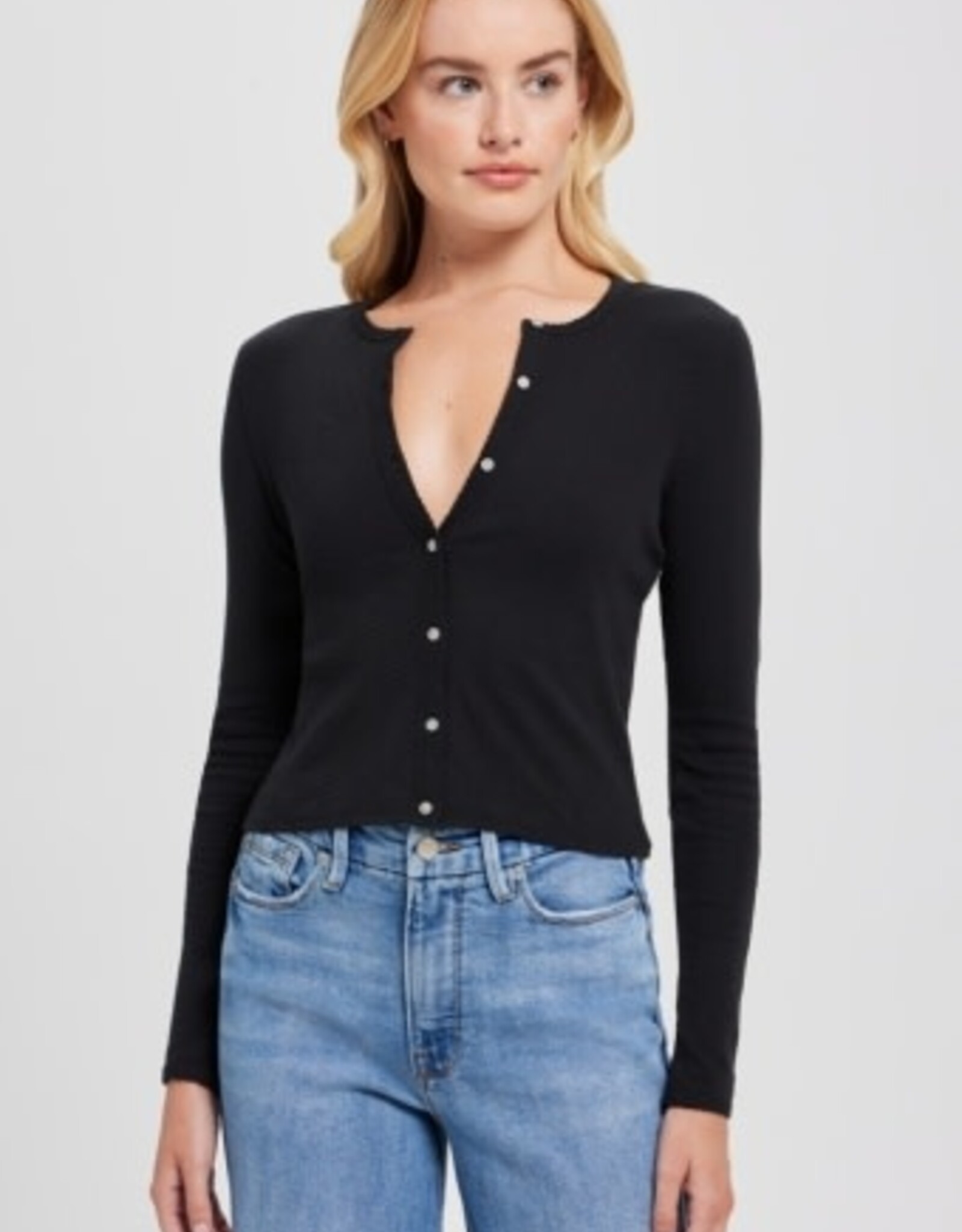 Goldie tees L/S POINTELLE CROP CARDI