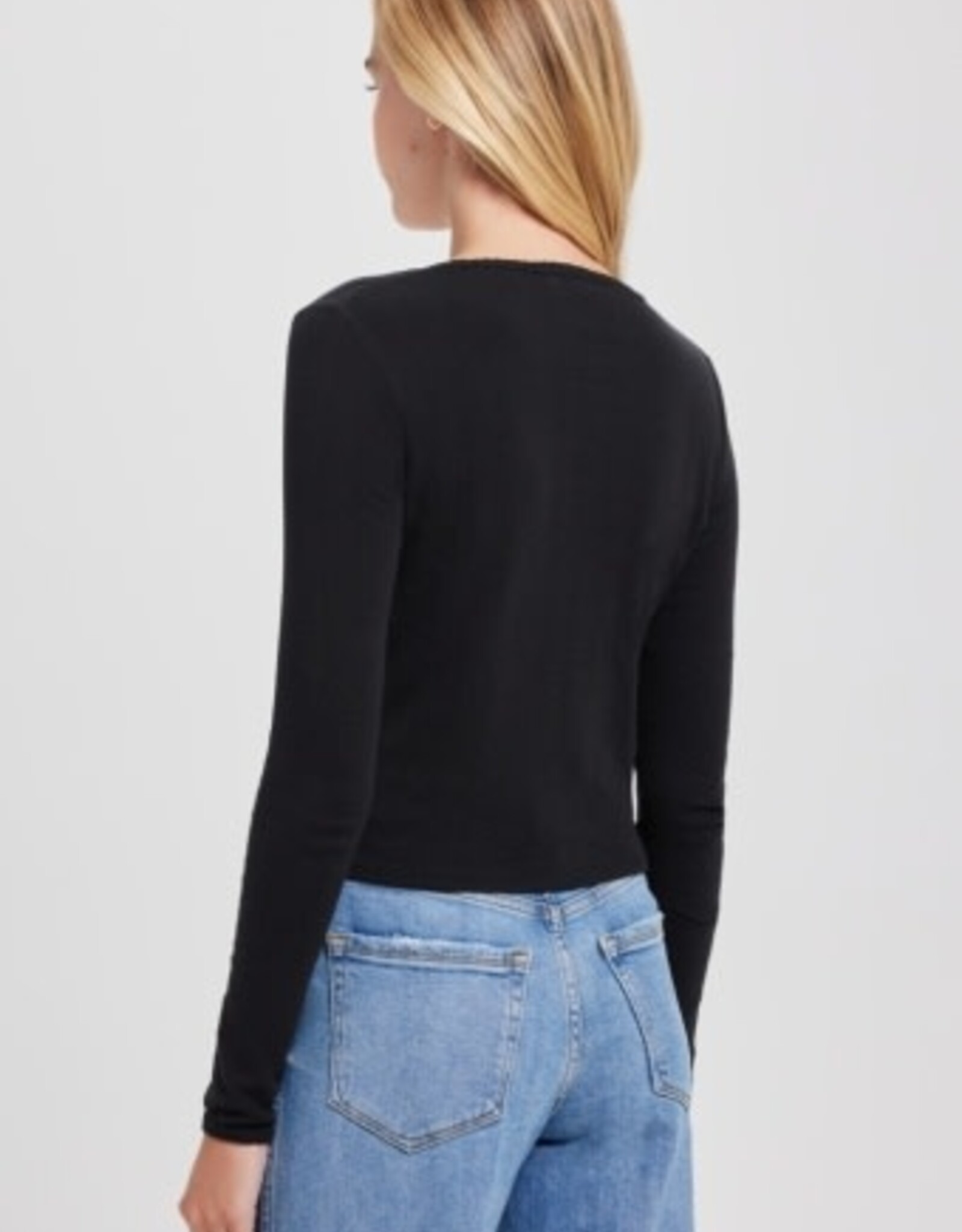 Goldie tees L/S POINTELLE CROP CARDI