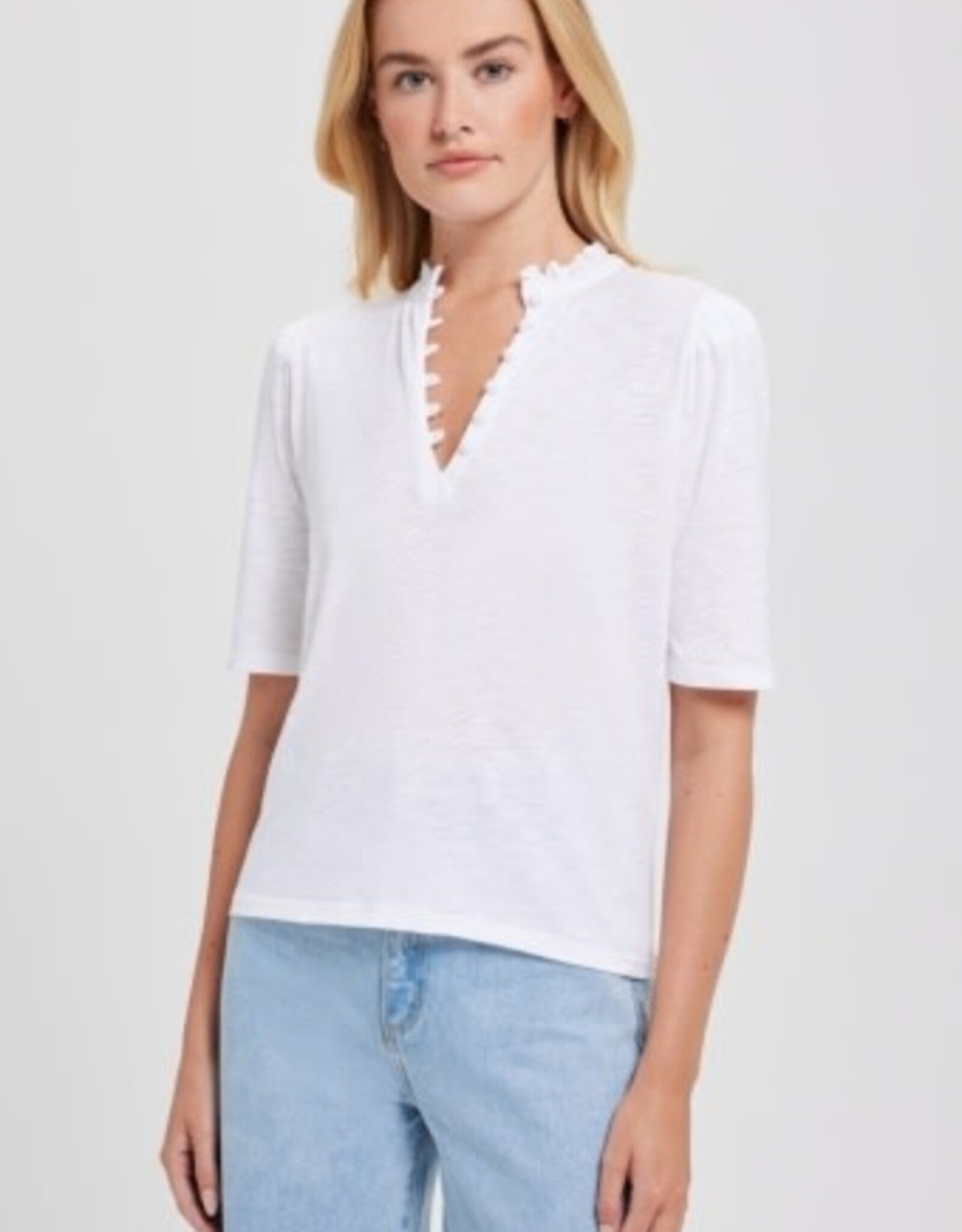 Goldie tees RUFFLE NECK HALF SLV TOP