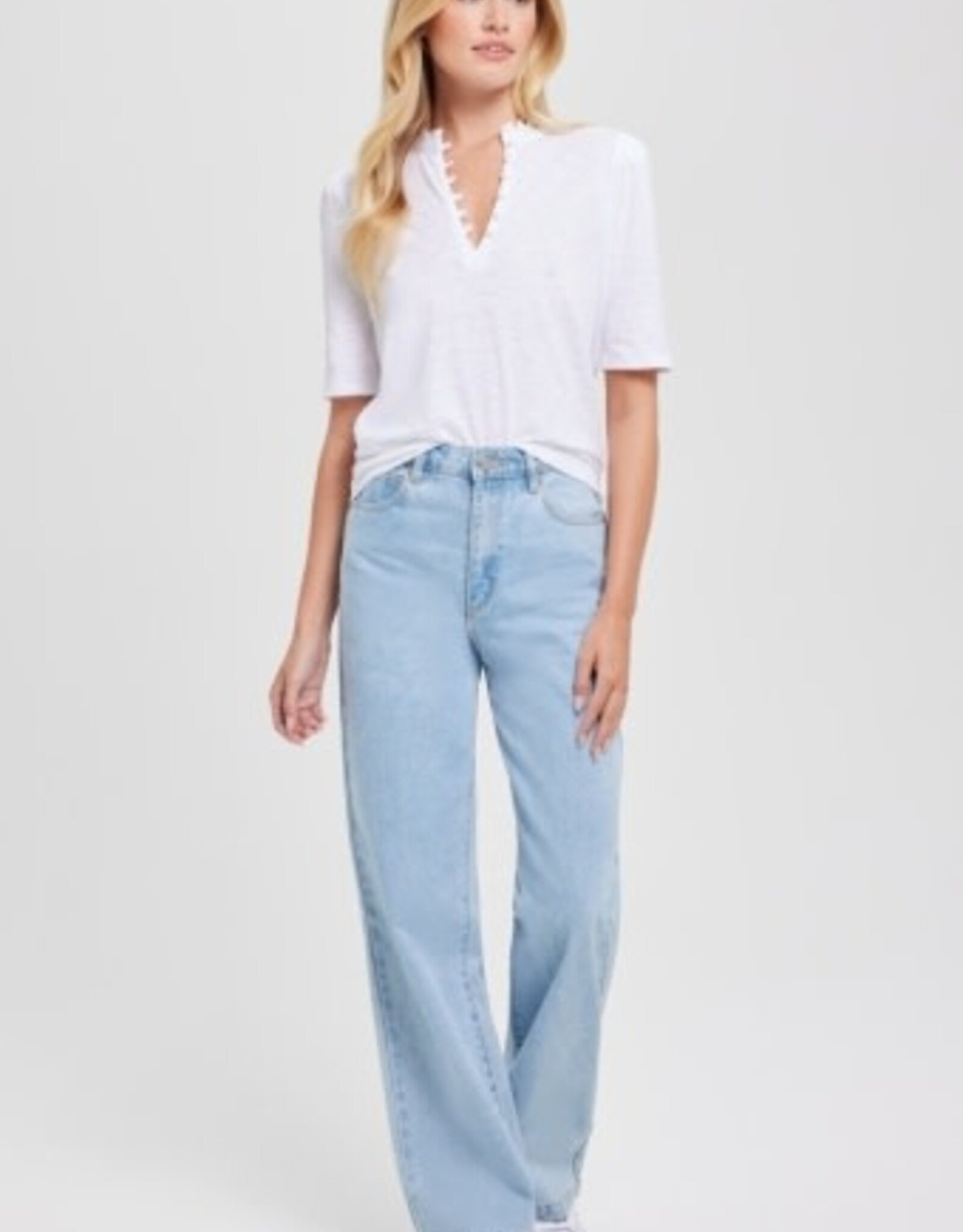 Goldie tees RUFFLE NECK HALF SLV TOP