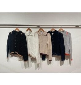 Autumn Cashmere Pointelle Collared Jacket
