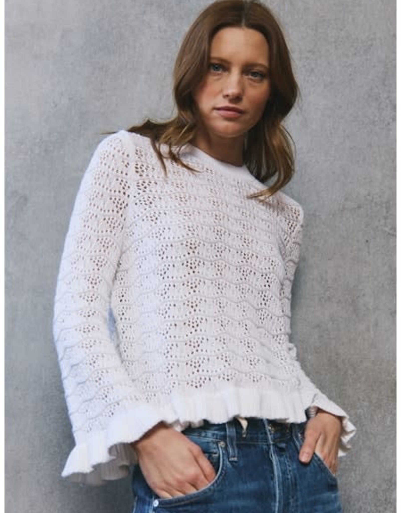 Autumn Cashmere Ruffle Edge Crew