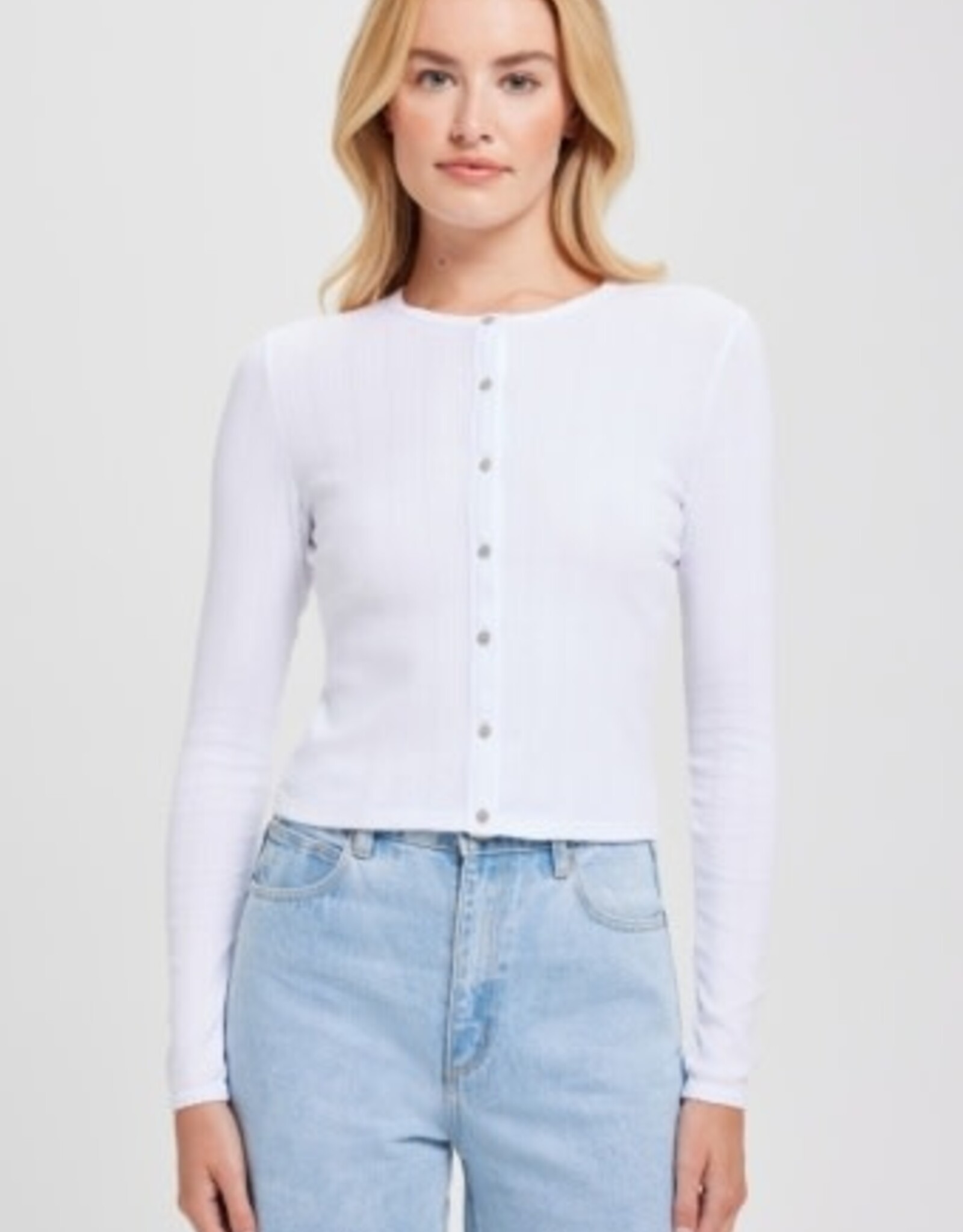 Goldie tees L/S POINTELLE CROP CARDI