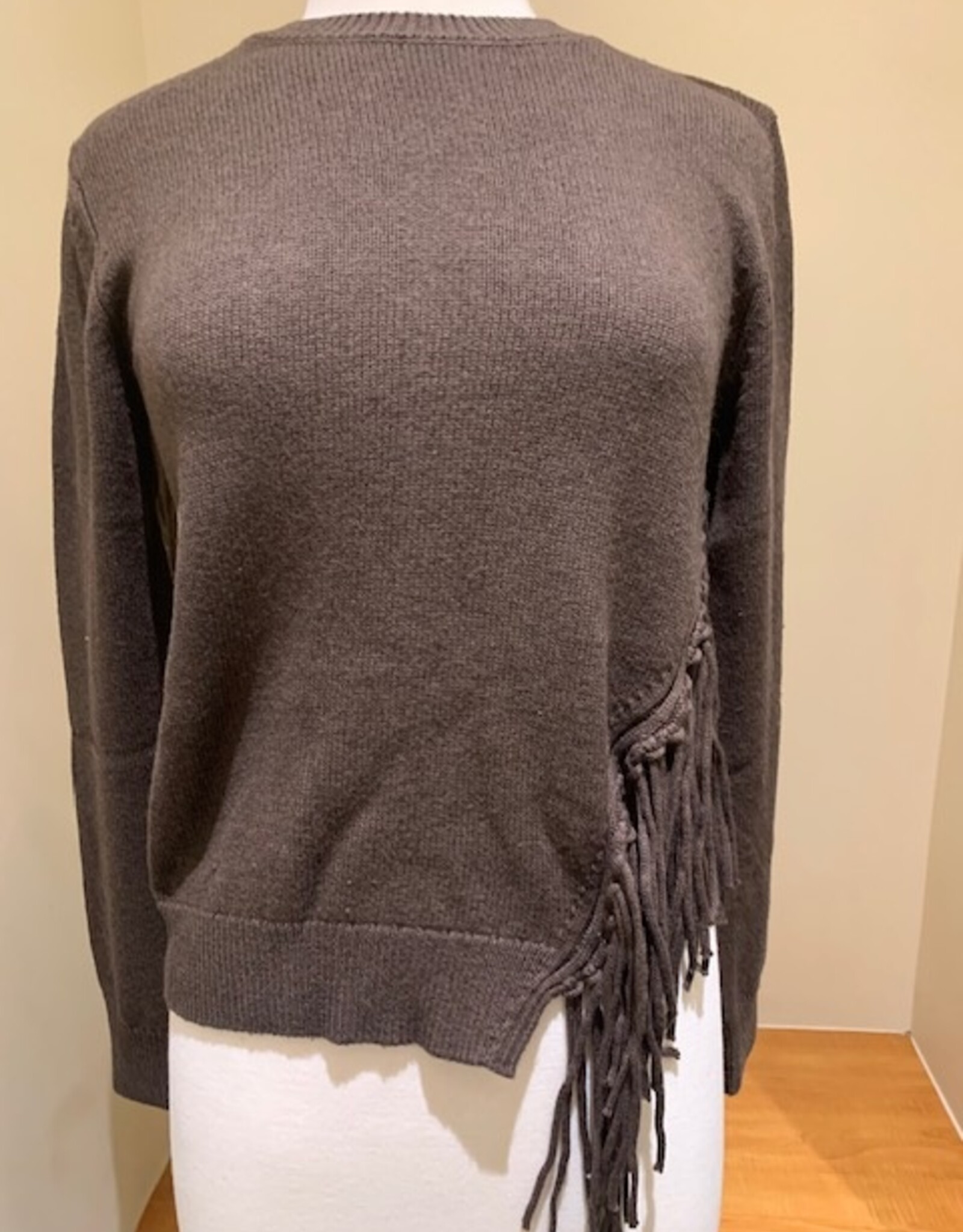 MINNIE ROSE  Cotton Cashm Fringe Trim Crew