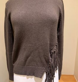 MINNIE ROSE Cotton Cashm Fringe Trim Crew