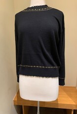 MINNIE ROSE  Cotton Cash Studded Crew