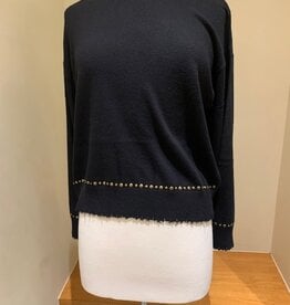 MINNIE ROSE Cotton Cash Studded Crew