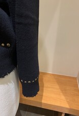 MINNIE ROSE  Cotton Cash Studded Crew