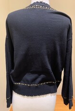 MINNIE ROSE  Cotton Cash Studded Crew