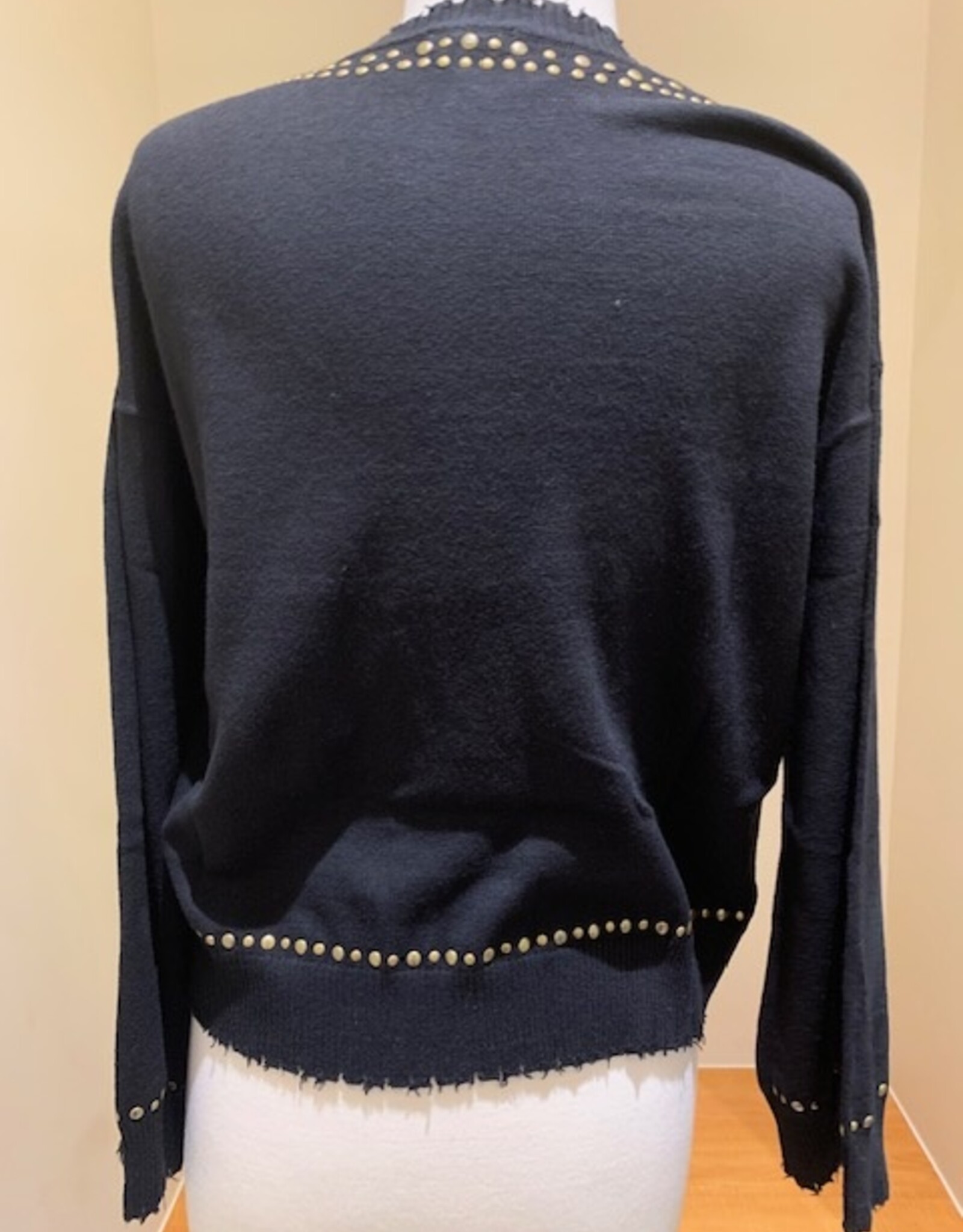 MINNIE ROSE  Cotton Cash Studded Crew