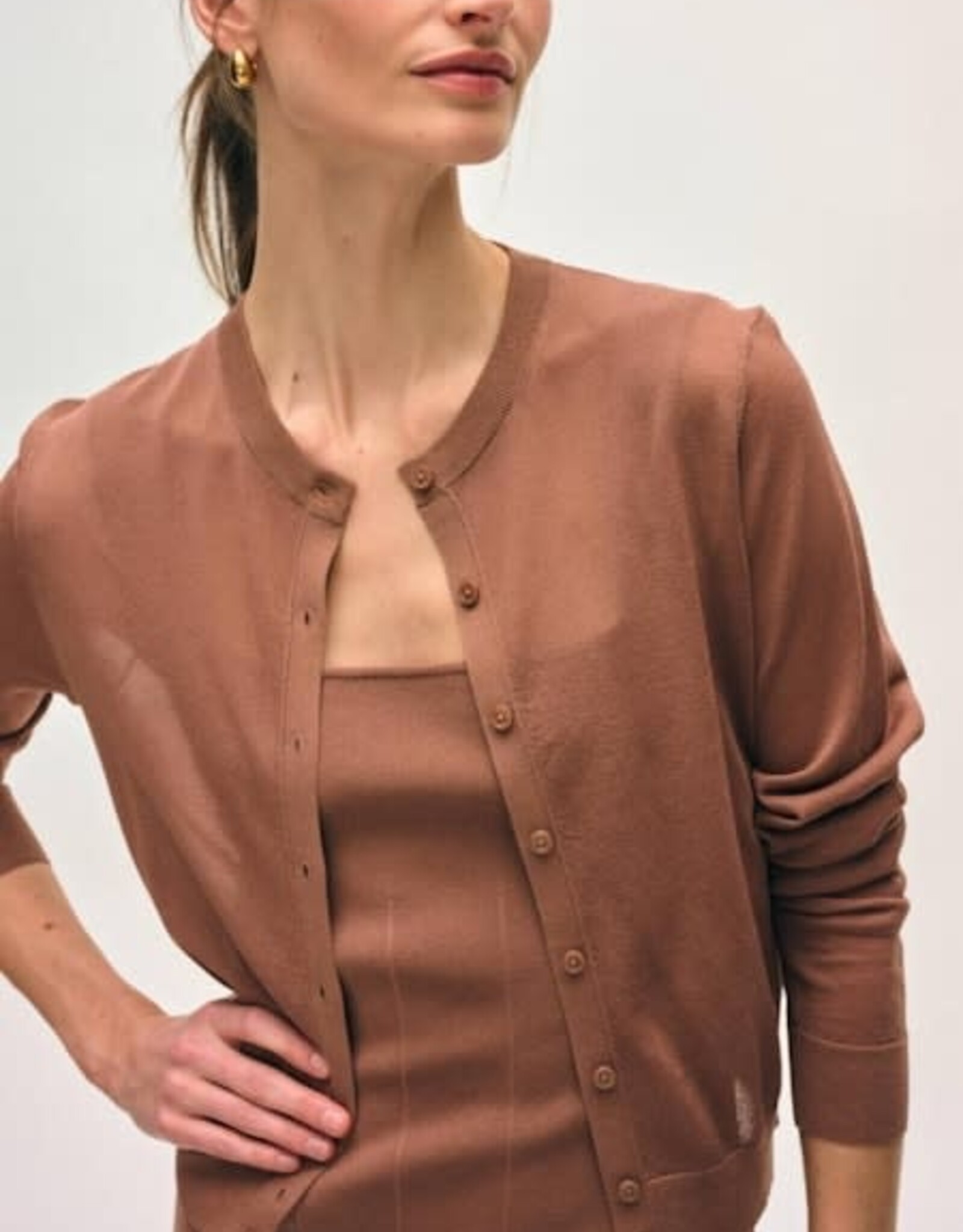 White + Warren Paperfine Crew Cardigan