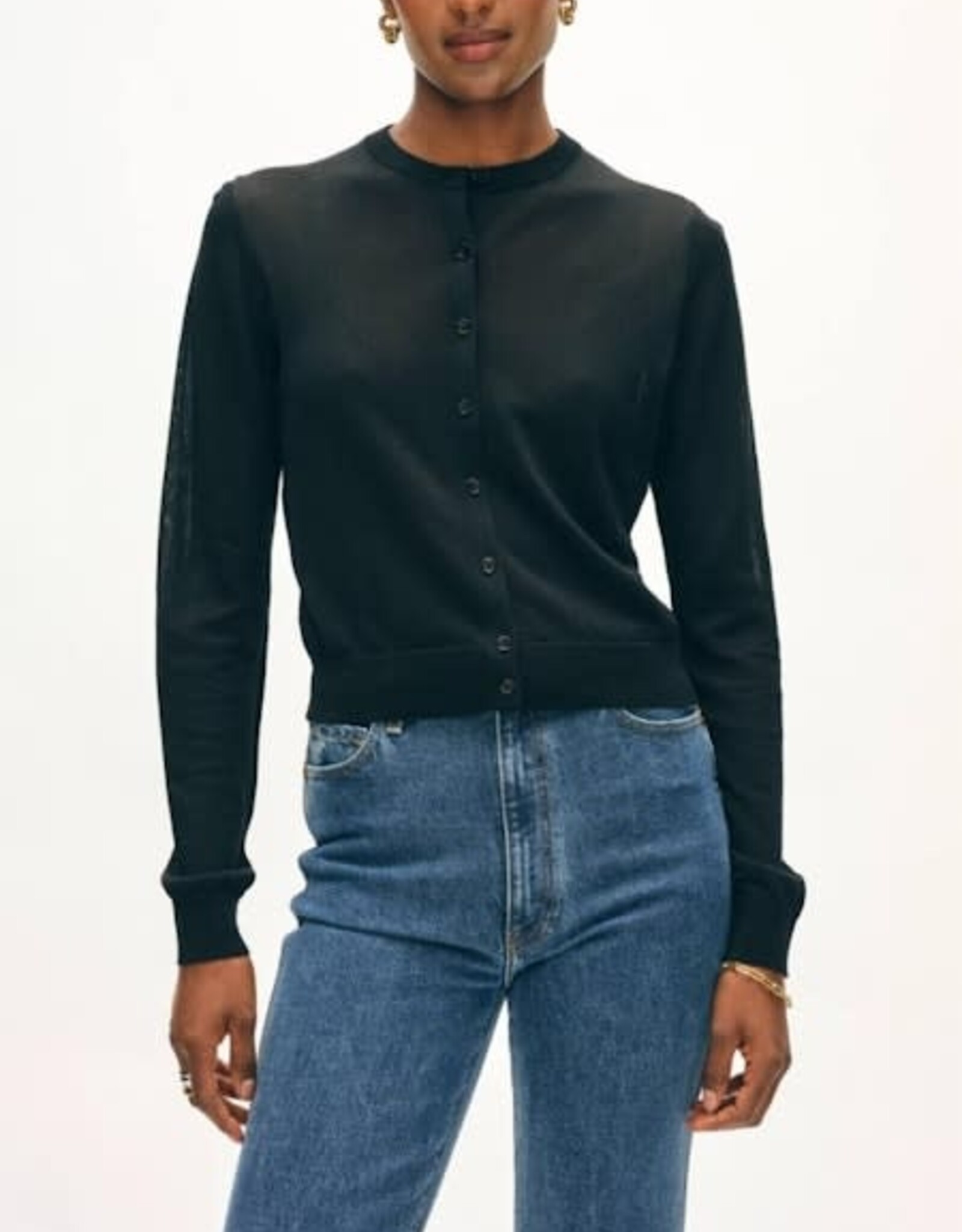 White + Warren Paperfine Crew Cardigan