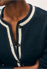 White + Warren Lofty Cotton Crochet Cardigan