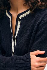 White + Warren Lofty Cotton Crochet Cardigan