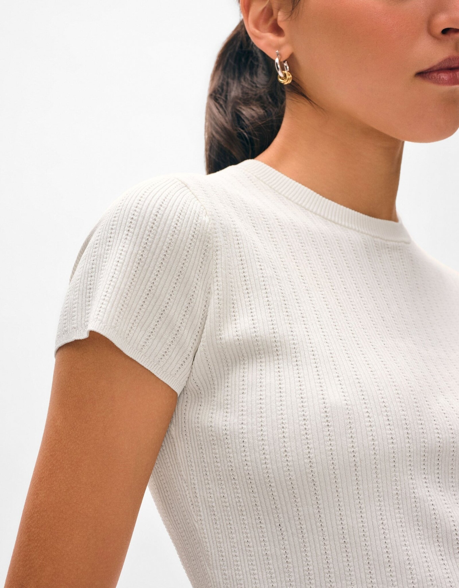 White + Warren Paperfine Pointelle Top