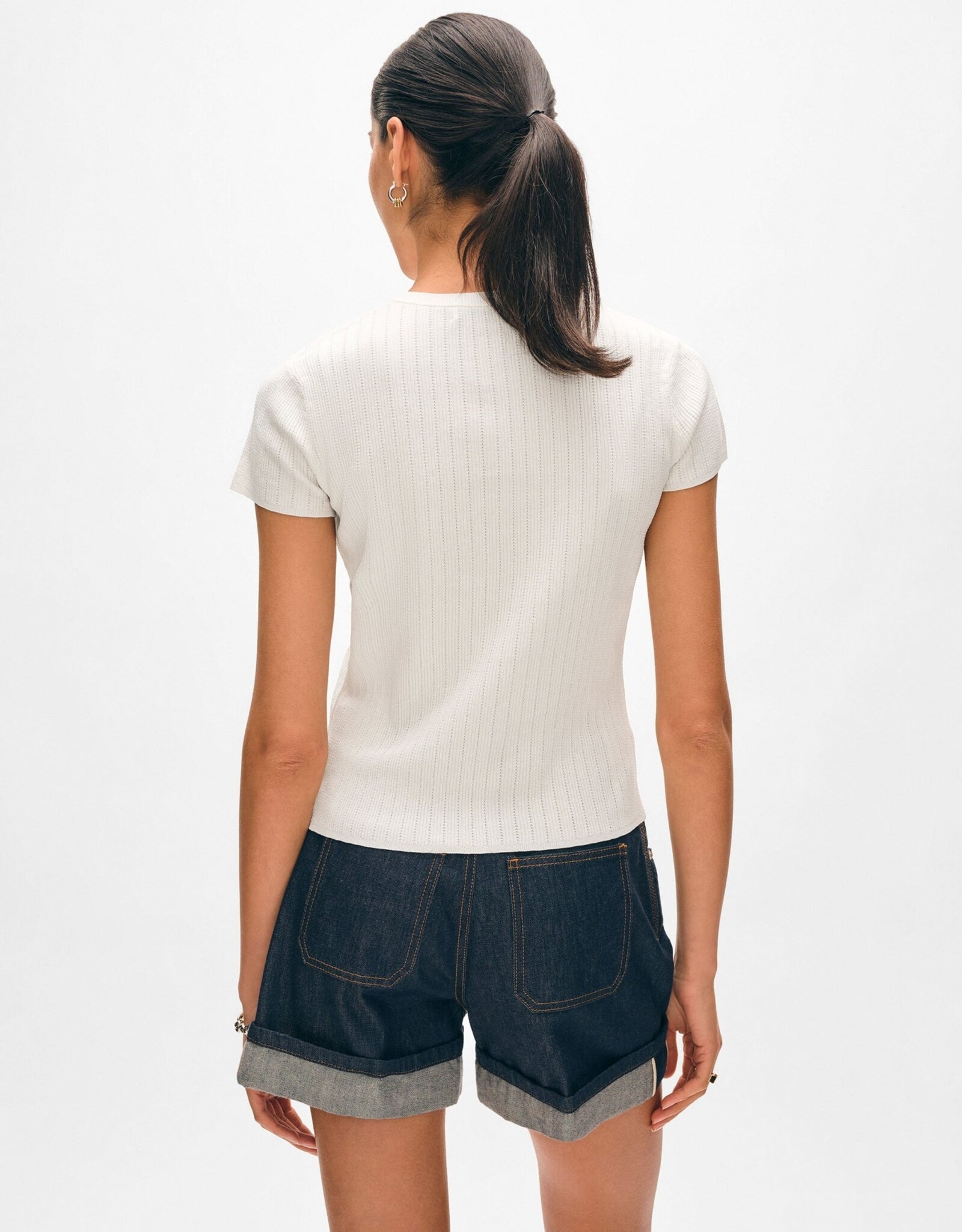 White + Warren Paperfine Pointelle Top