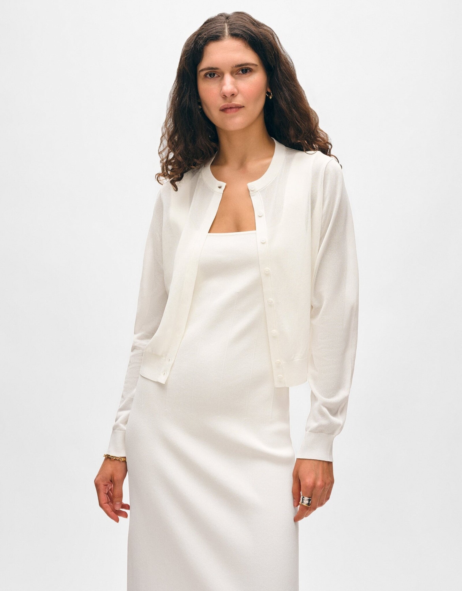 White + Warren Paperfine Crew Cardigan