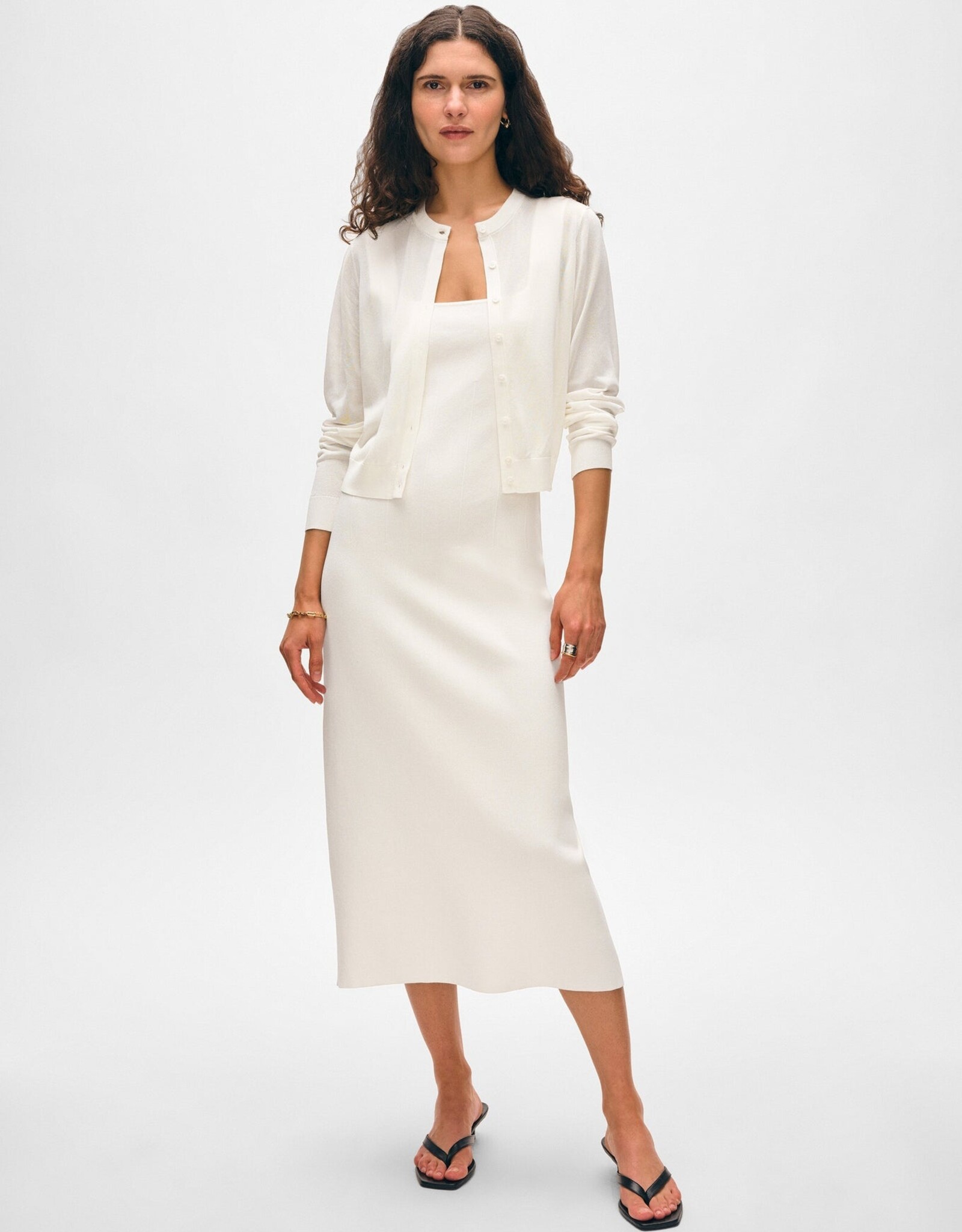 White + Warren Paperfine Crew Cardigan