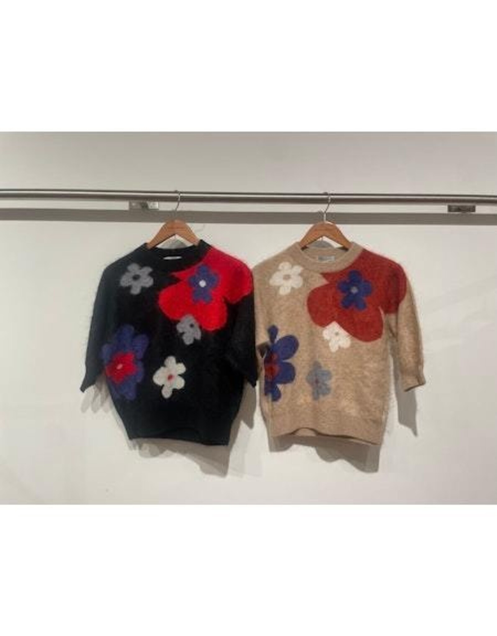 Autumn Cashmere Brushed Elbow Sleeve Floral Crew