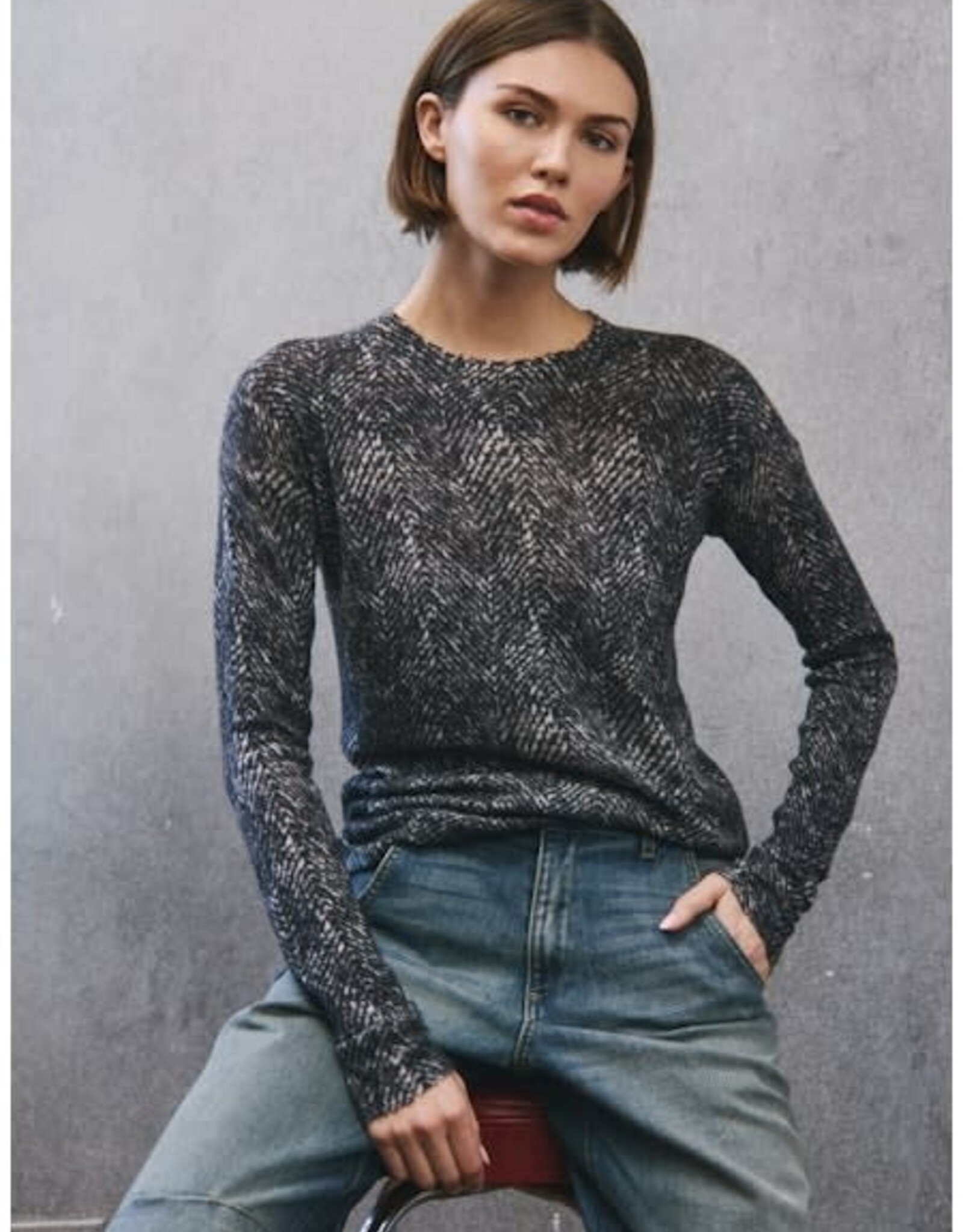 Autumn Cashmere Herringbone Crew