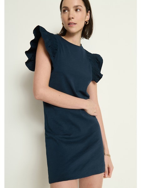 silver or grey mother of the groom dresses Ruffle Sleeve Cutout Pleated Metallic Gown