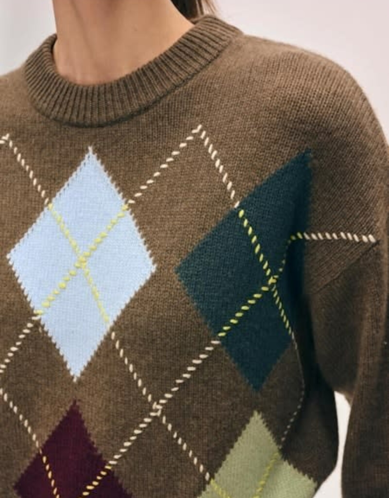 White + Warren Argyle Crew 21420