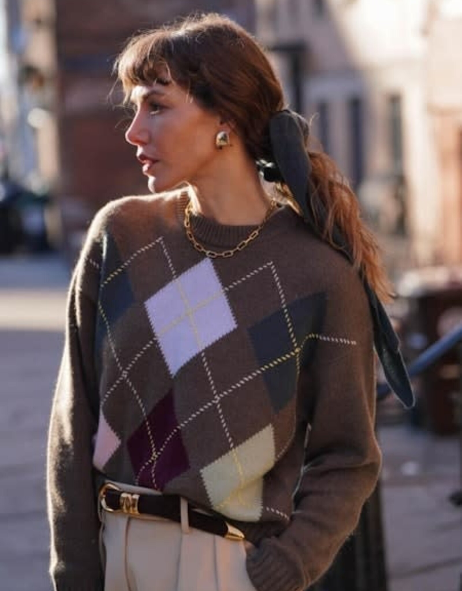 White + Warren Argyle Crew 21420