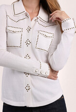 MINNIE ROSE 9438 Cotton Cashmere Hot Fix Button Shirt