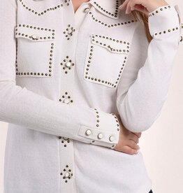 MINNIE ROSE Cotton Cashmere Hot Fix Button Shirt