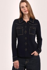 MINNIE ROSE 9438 Cotton Cashmere Hot Fix Button Shirt