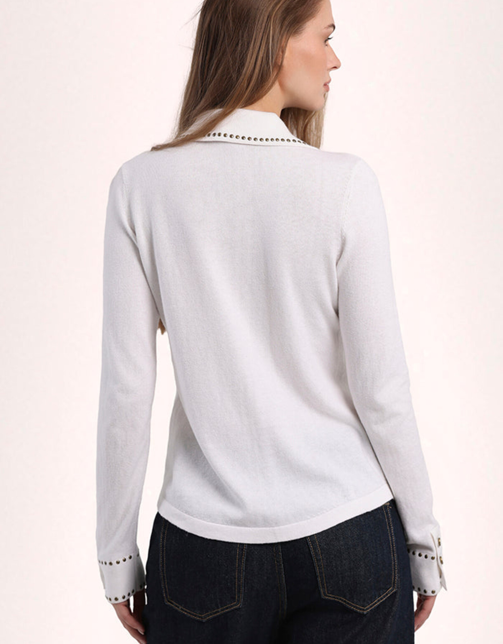 MINNIE ROSE 9438 Cotton Cashmere Hot Fix Button Shirt