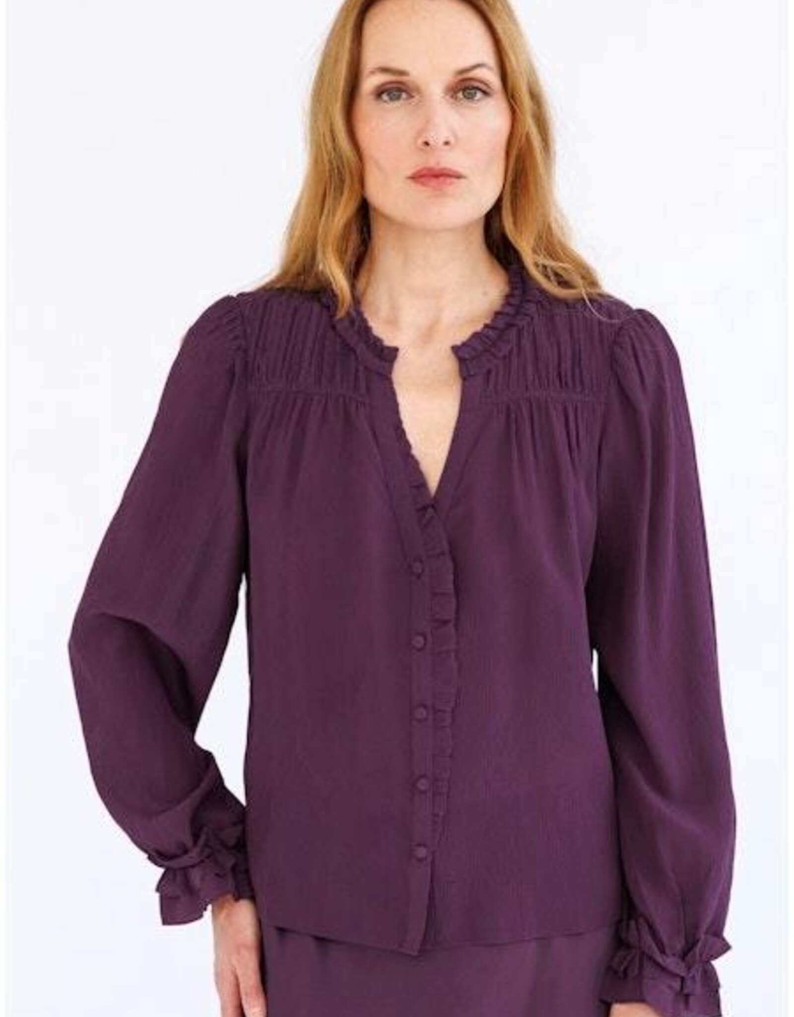 GO by GO SILK Go Girly Blouse Prune