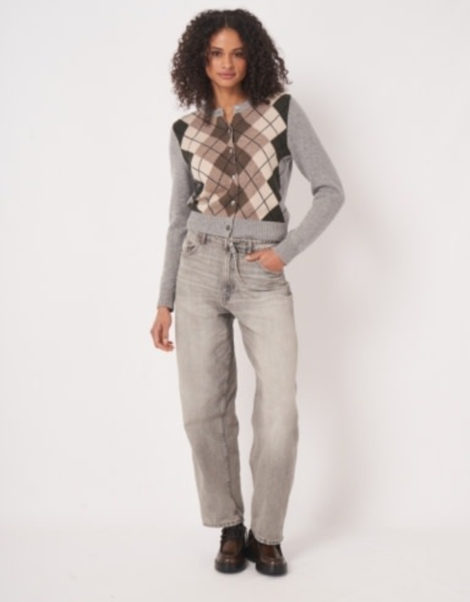 REPEAT CASHMERE Argyle CARDIGAN