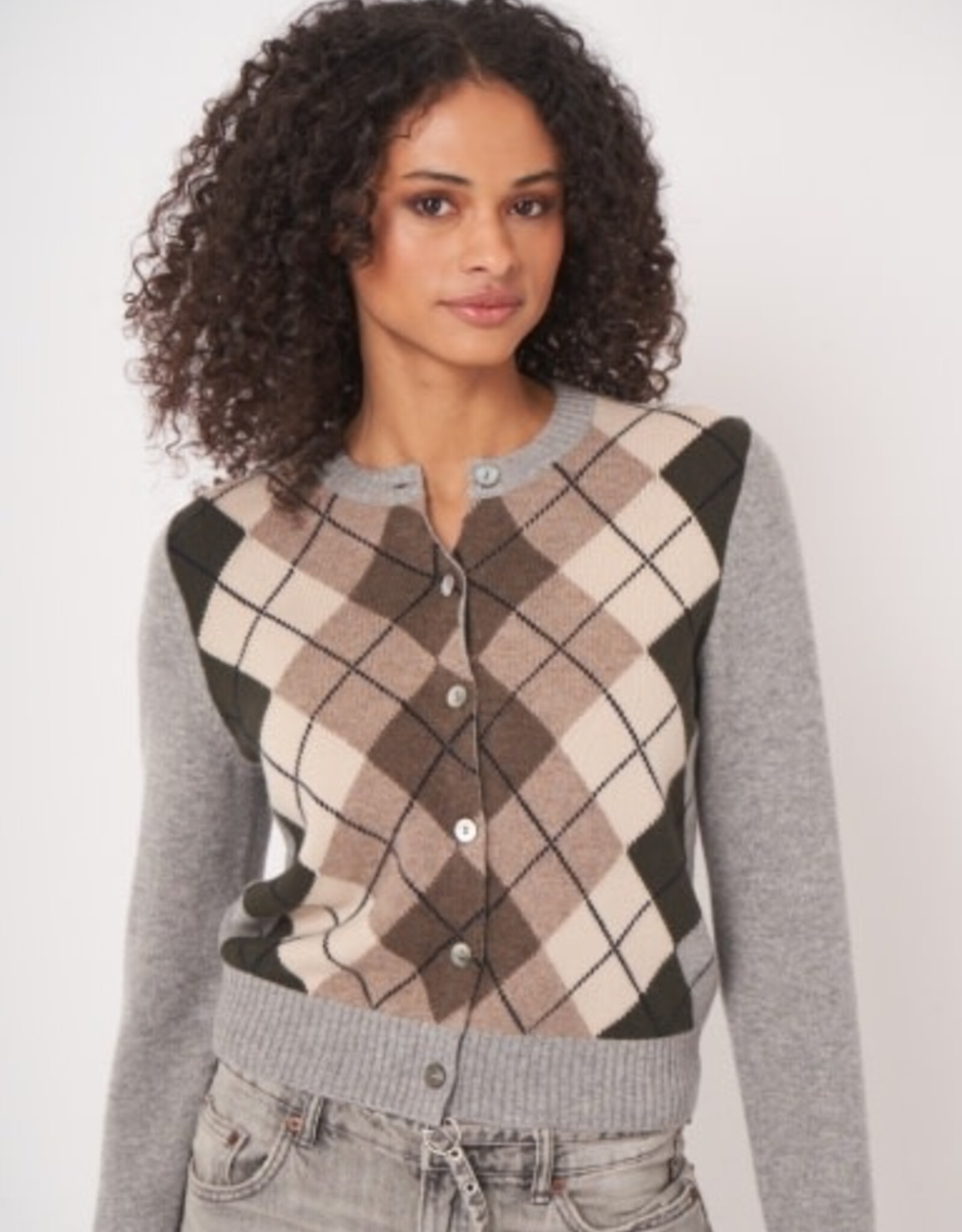 REPEAT CASHMERE Argyle CARDIGAN