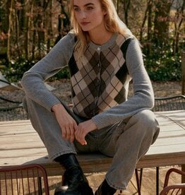 REPEAT CASHMERE Argyle CARDIGAN